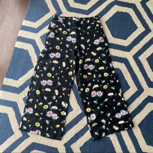 🌼 LOFT BLACK FLORAL LINEN BLEND WIDE LEG PANTS! - Picture 6 of 12